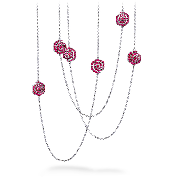 Lorelei Diamond and Ruby Floral Station Necklace